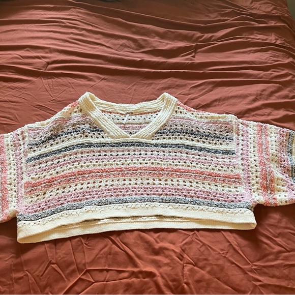 Free People Sweaters - Free People stripes for days cropped crochet sweater
